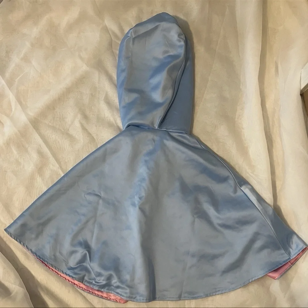 Fairy Godmother Cinderella Little Girl DISNEY Blue Hooded Cape w/ Pink Bow
